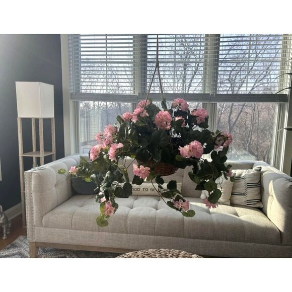 Other - Faux Premium Pink Geranium Houseplant Artificial Silk Hanging Realistic 24"